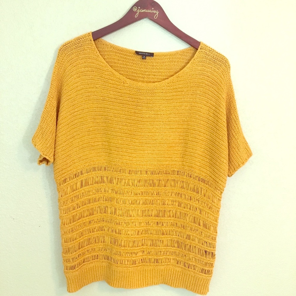 Lafayette 148 nyc marigold open weave top med EUC